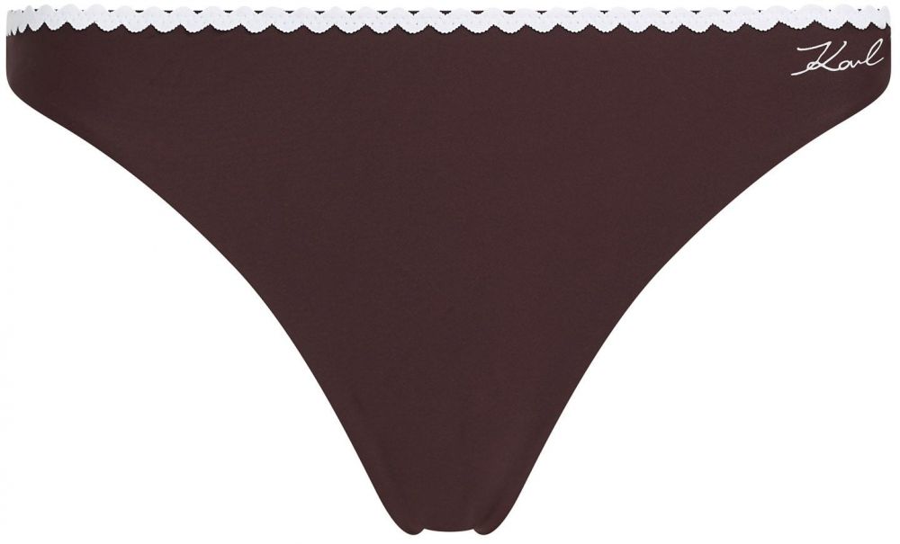 Karl Lagerfeld Bikinové nohavičky  tmavohnedá / biela