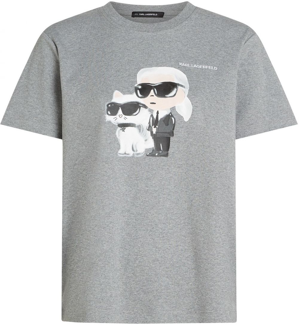 Karl Lagerfeld Tričko  sivá melírovaná / čierna / prírodná biela