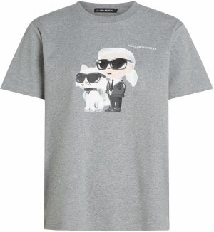 Karl Lagerfeld Tričko  sivá melírovaná / čierna / prírodná biela
