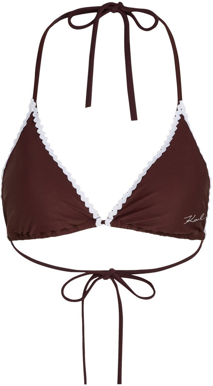 Karl Lagerfeld Bikinový top  tmavohnedá / šedobiela