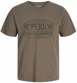 Jack & Jones Premium Tričko 'JPRBLUNOAH'  sivá / tmavozelená