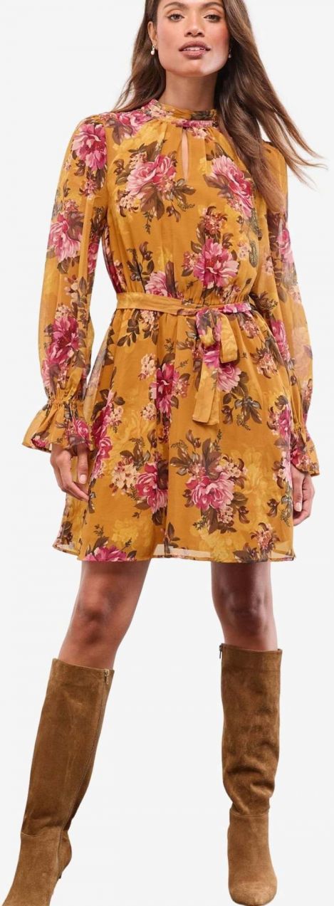 Lipsy Šaty  žltá / zmiešané farby