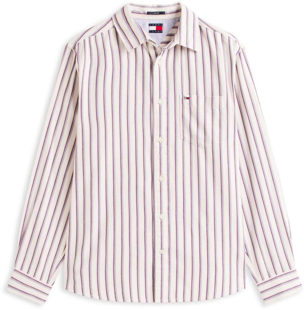 Tommy Jeans Košeľa  levanduľová / burgundská / prírodná biela