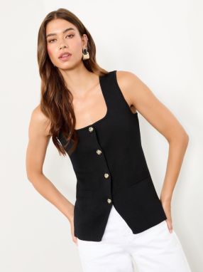 Lipsy Pletená vesta  čierna