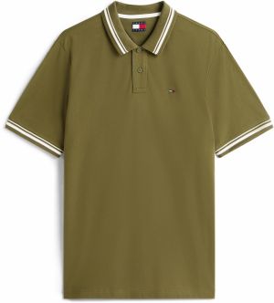 Tommy Jeans Tričko  olivová / biela