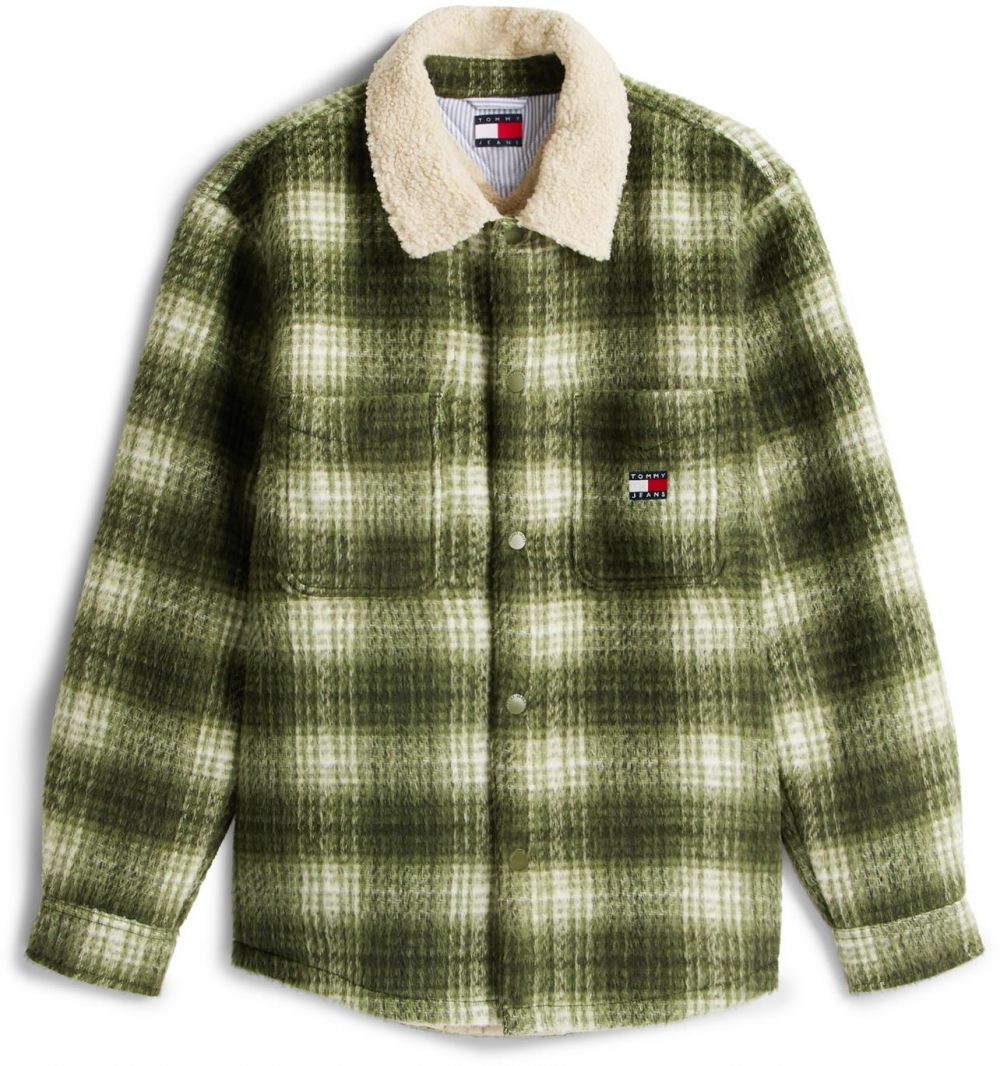 Tommy Jeans Prechodná bunda  olivová / pastelovo zelená / biela