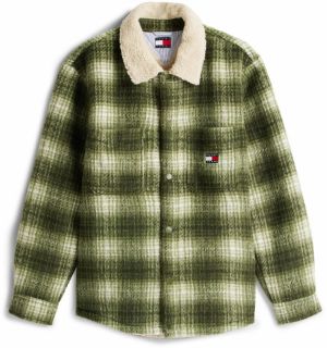 Tommy Jeans Prechodná bunda  olivová / pastelovo zelená / biela