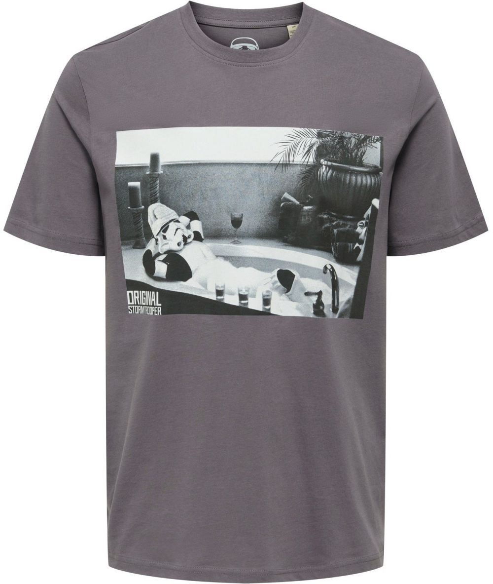 Only & Sons Tričko 'ONSSTORMTROOPER'  sivá / čierna / biela
