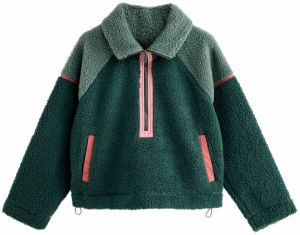 Next Flisová bunda  zelená / tmavozelená / tmavoružová