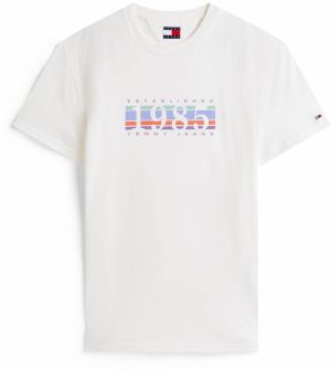 Tommy Jeans Tričko '1985'  svetlomodrá / fialová / červená / biela
