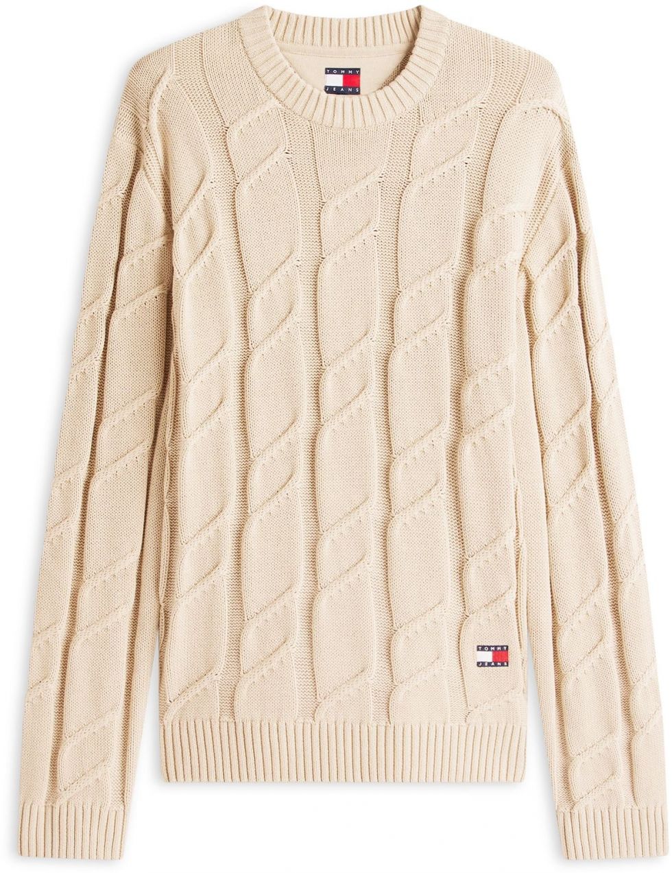 Tommy Jeans Sveter  béžová / námornícka modrá / červená / biela