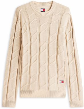 Tommy Jeans Sveter  béžová / námornícka modrá / červená / biela