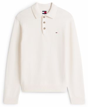 Tommy Jeans Sveter 'ESSENTIAL'  námornícka modrá / červená / biela / biela ako vlna