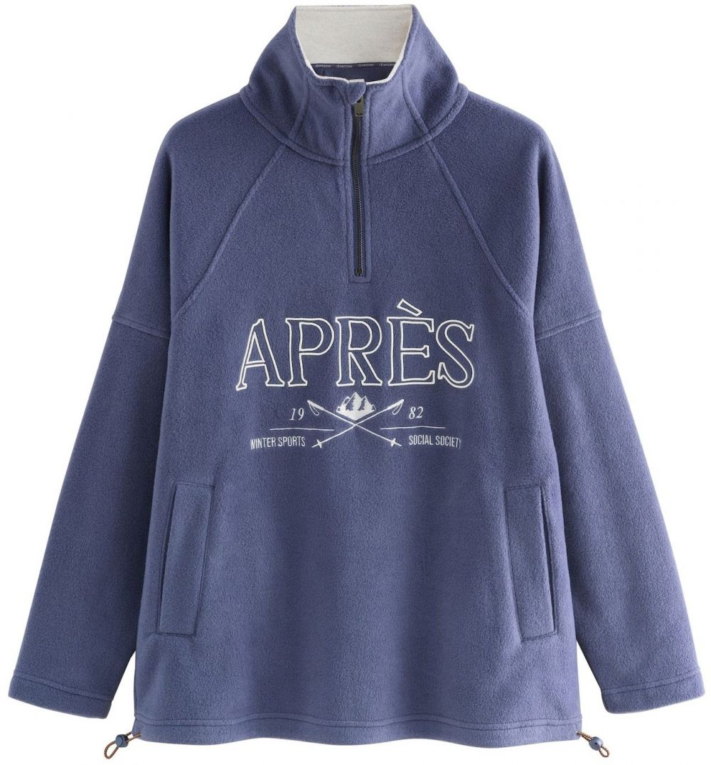 Next Flisová bunda  modrosivá / prírodná biela