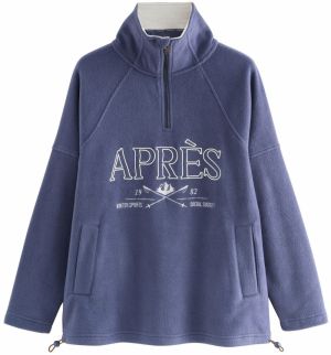 Next Flisová bunda  modrosivá / prírodná biela