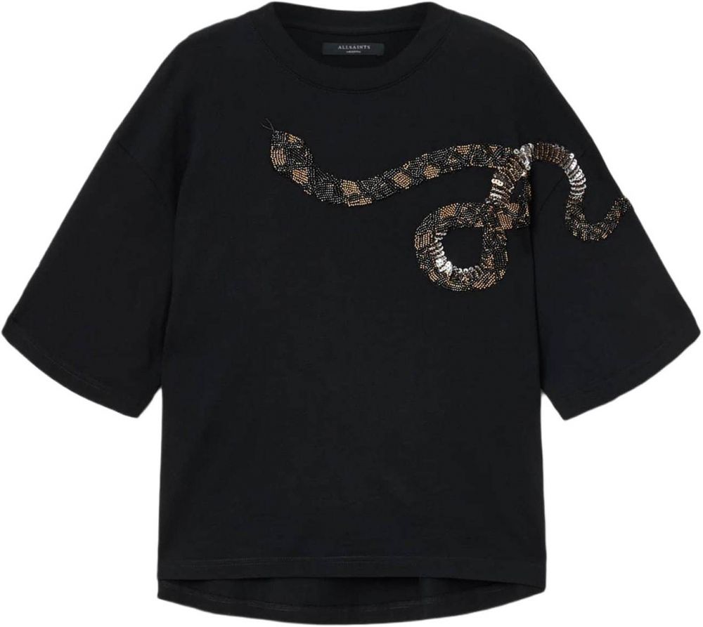 AllSaints Tričko 'AMELIE'  zlatá / čierna / strieborná