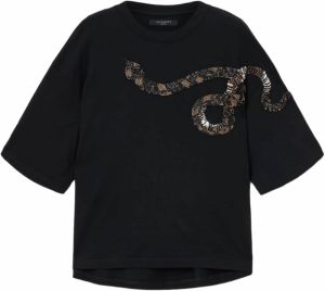 AllSaints Tričko 'AMELIE'  zlatá / čierna / strieborná