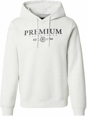 Jack & Jones Premium Mikina 'CHARLES'  čierna / biela melírovaná