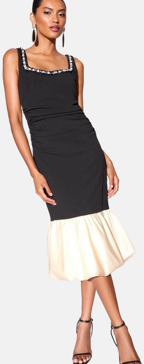 Lipsy Šaty  čierna / biela ako vlna