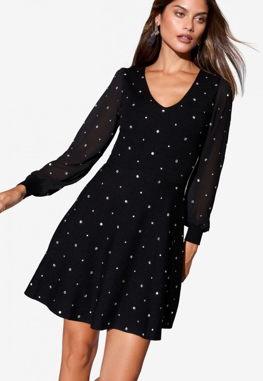 Lipsy Pletené šaty  čierna / priehľadná