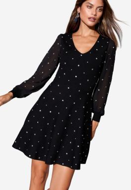 Lipsy Pletené šaty  čierna / priehľadná