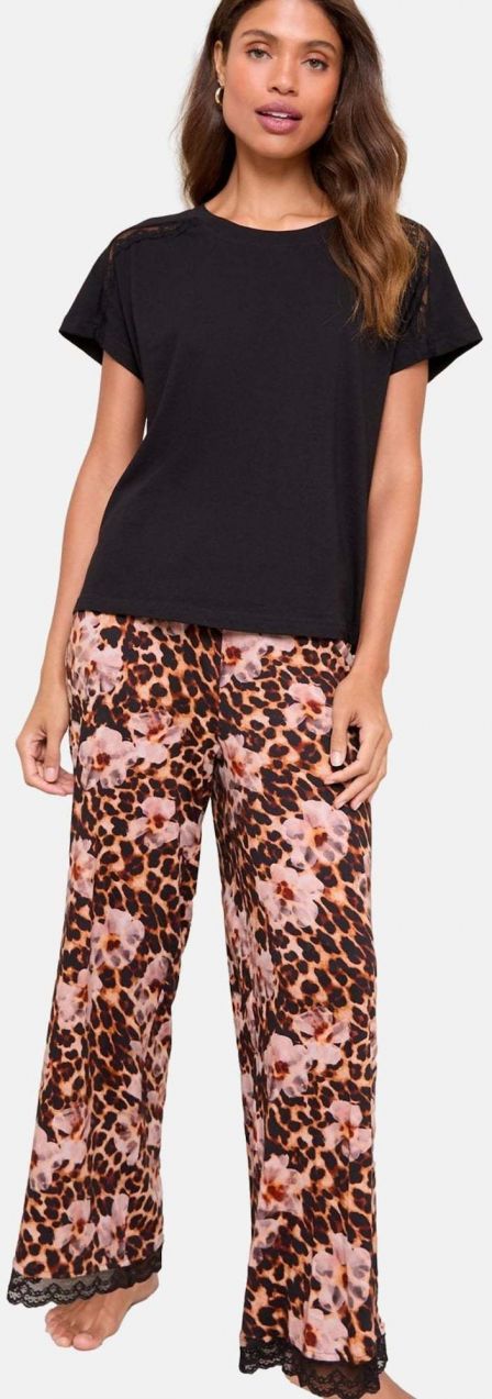 Lipsy Pyžamo  hnedá / rosé / čierna