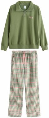 Next Pyžamo  olivová / staroružová / biela