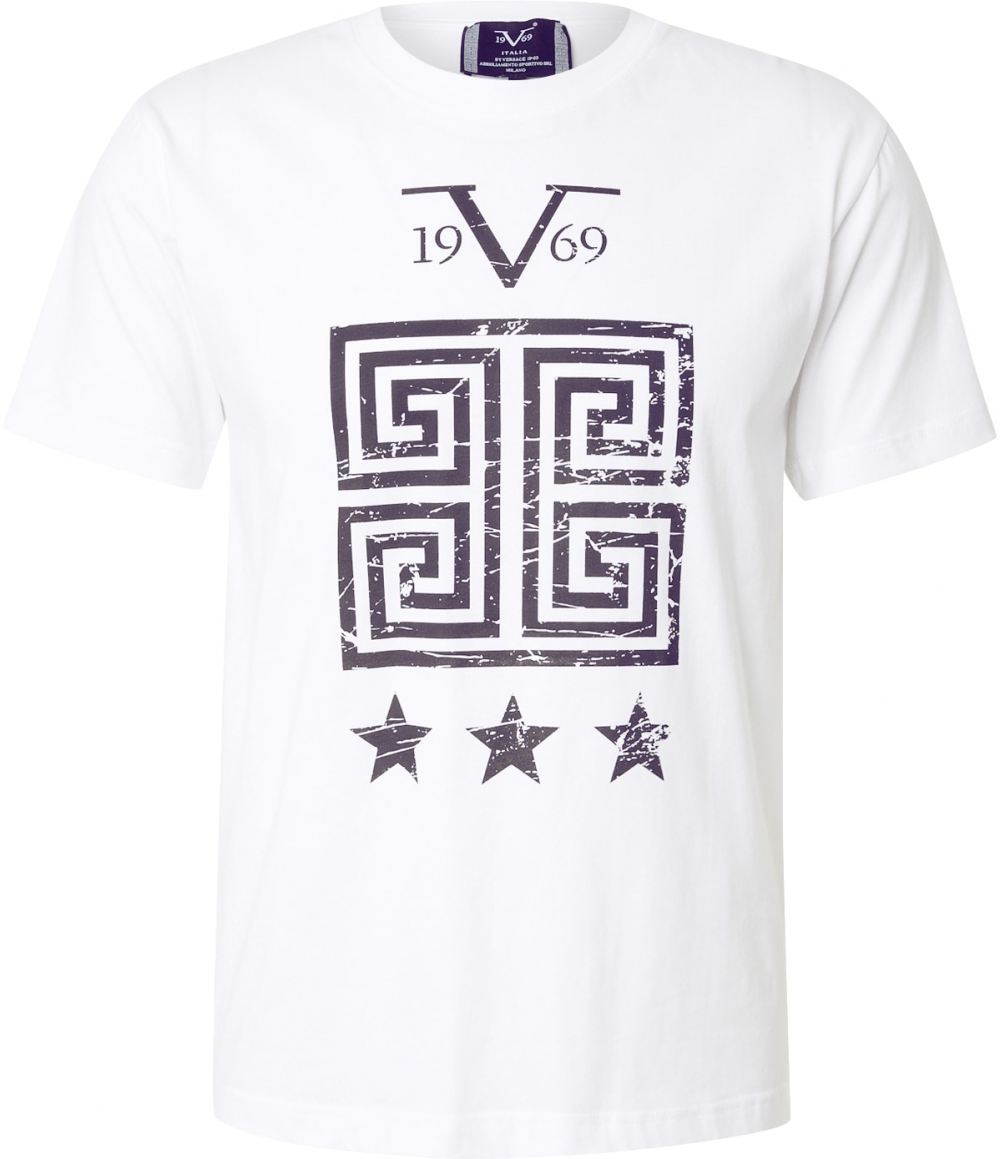 19V69 ITALIA Tričko 'Rafael'  čierna / biela