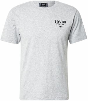 19V69 ITALIA Tričko 'Frank'  sivá melírovaná / čierna
