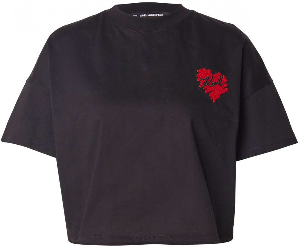 Karl Lagerfeld Tričko 'HEARTS'  červená / čierna / biela