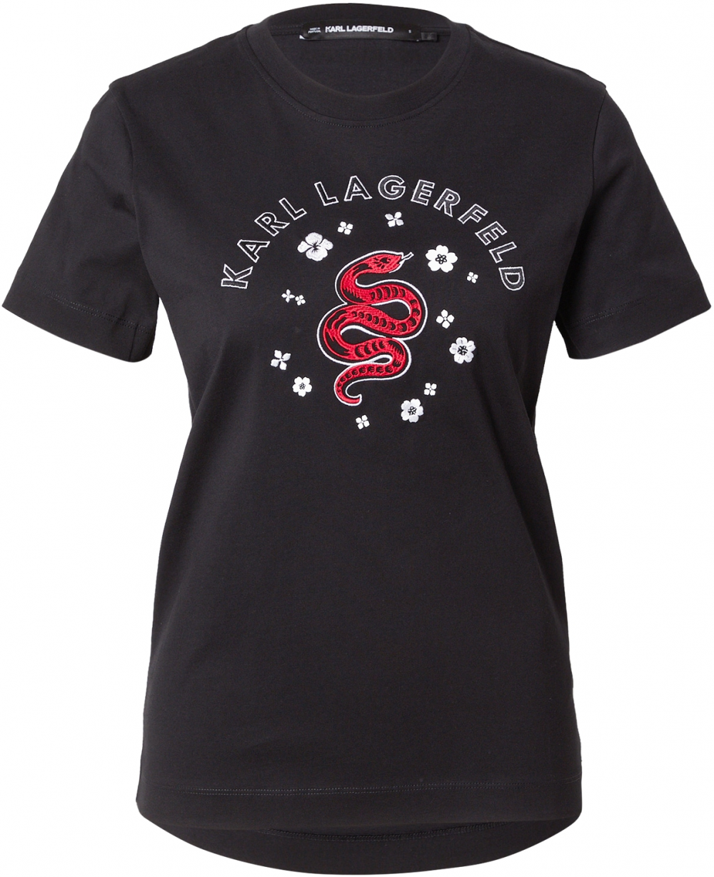 Karl Lagerfeld Tričko 'LNY'  grenadínová / čierna / biela