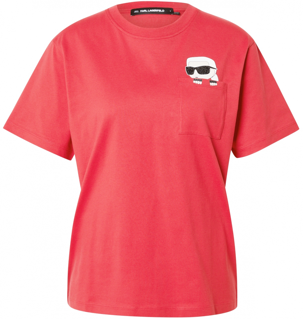 Karl Lagerfeld Tričko 'IKON RS PEAK-A-BOO'  brusnicová / čierna / biela