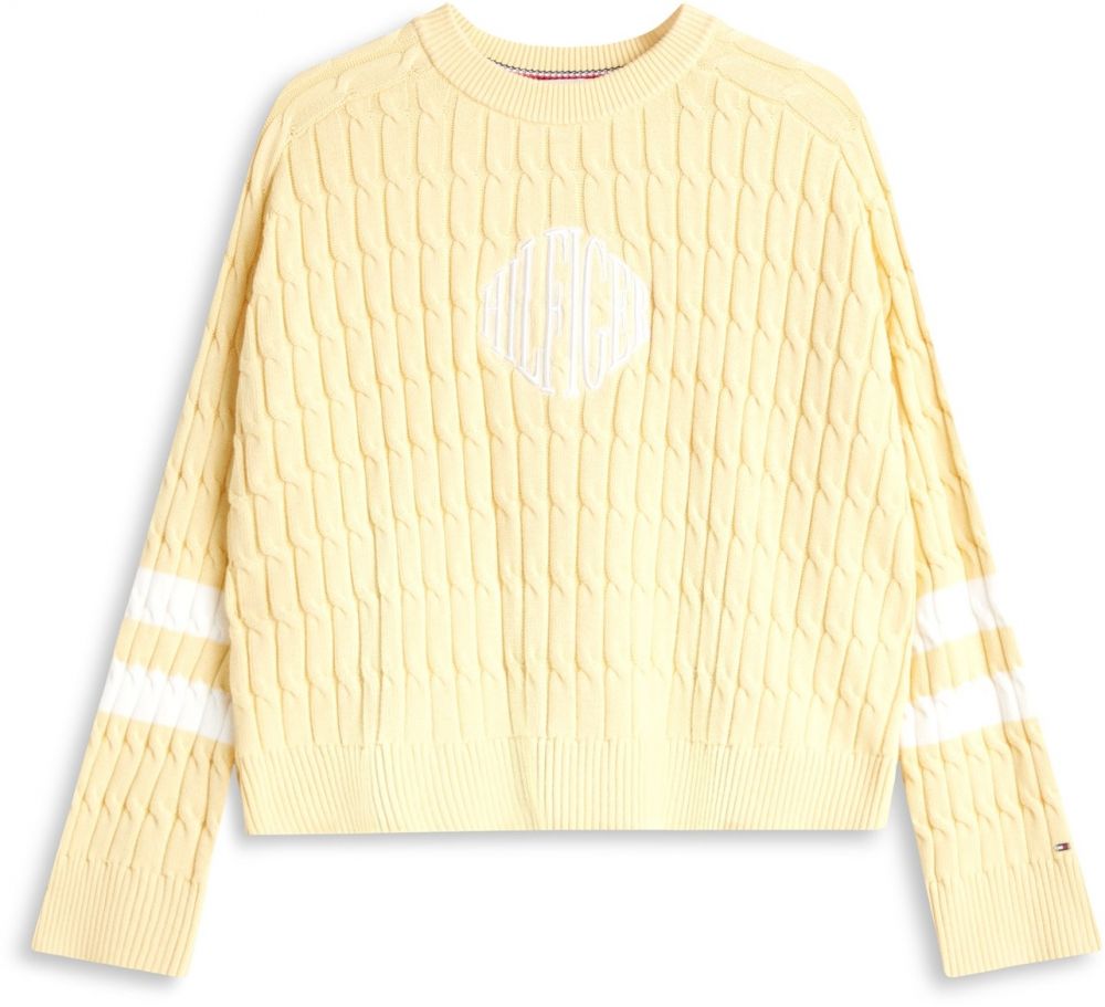TOMMY HILFIGER Sveter  pastelovo žltá / biela