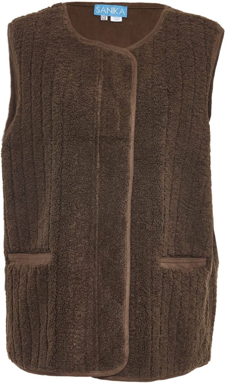 SANIKA Pletená vesta  tmavohnedá