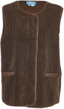 SANIKA Pletená vesta  tmavohnedá