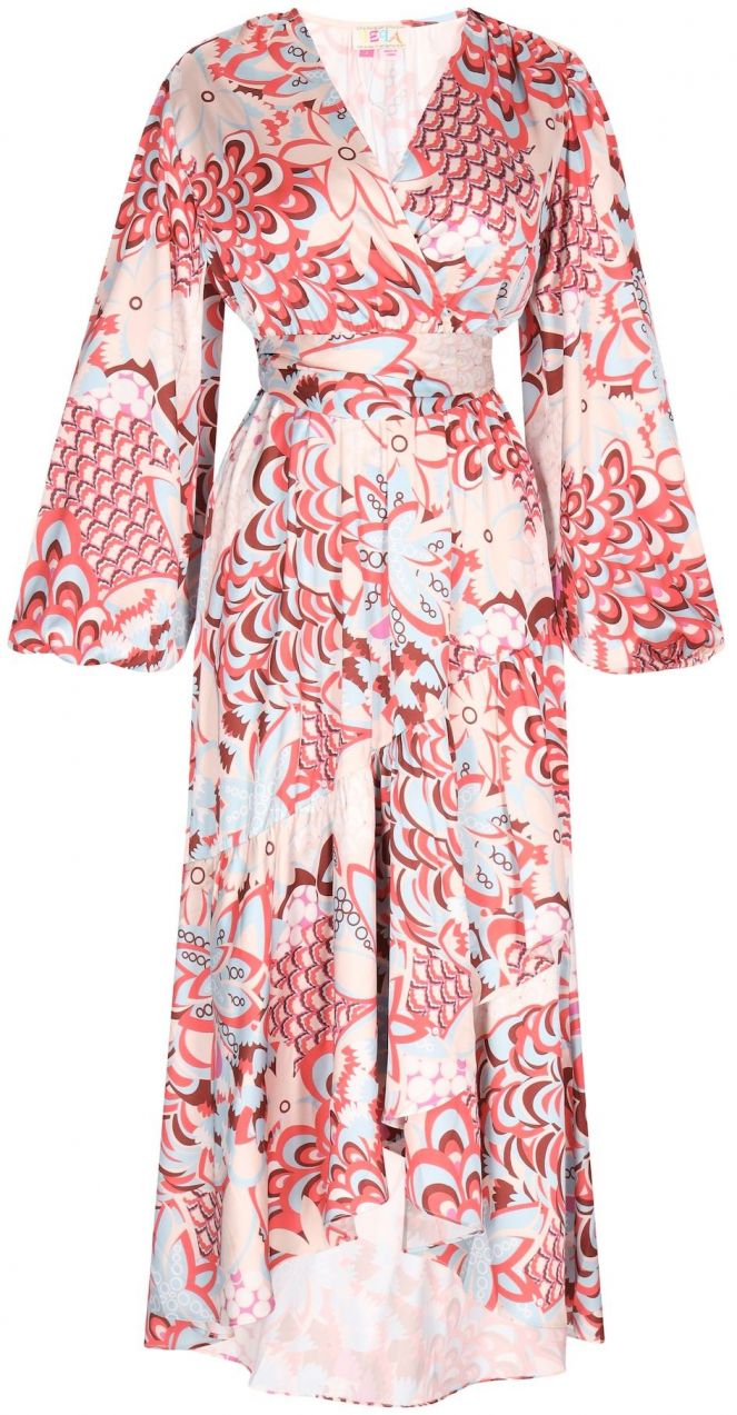 IZIA Letné šaty  béžová / tyrkysová / svetločervená