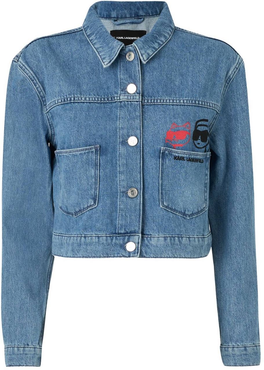 Karl Lagerfeld Prechodná bunda 'Ikon'  modrá denim / ružová / čierna
