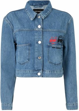 Karl Lagerfeld Prechodná bunda 'Ikon'  modrá denim / ružová / čierna