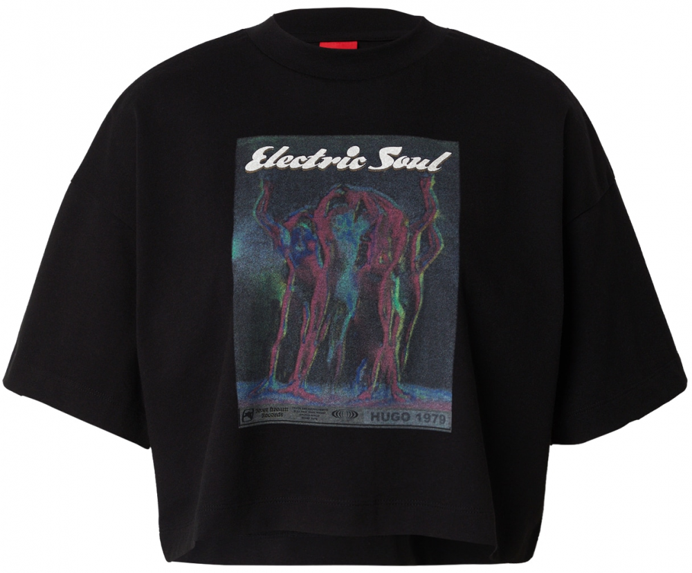 HUGO Tričko  svetlosivá / fialová / ružová / čierna