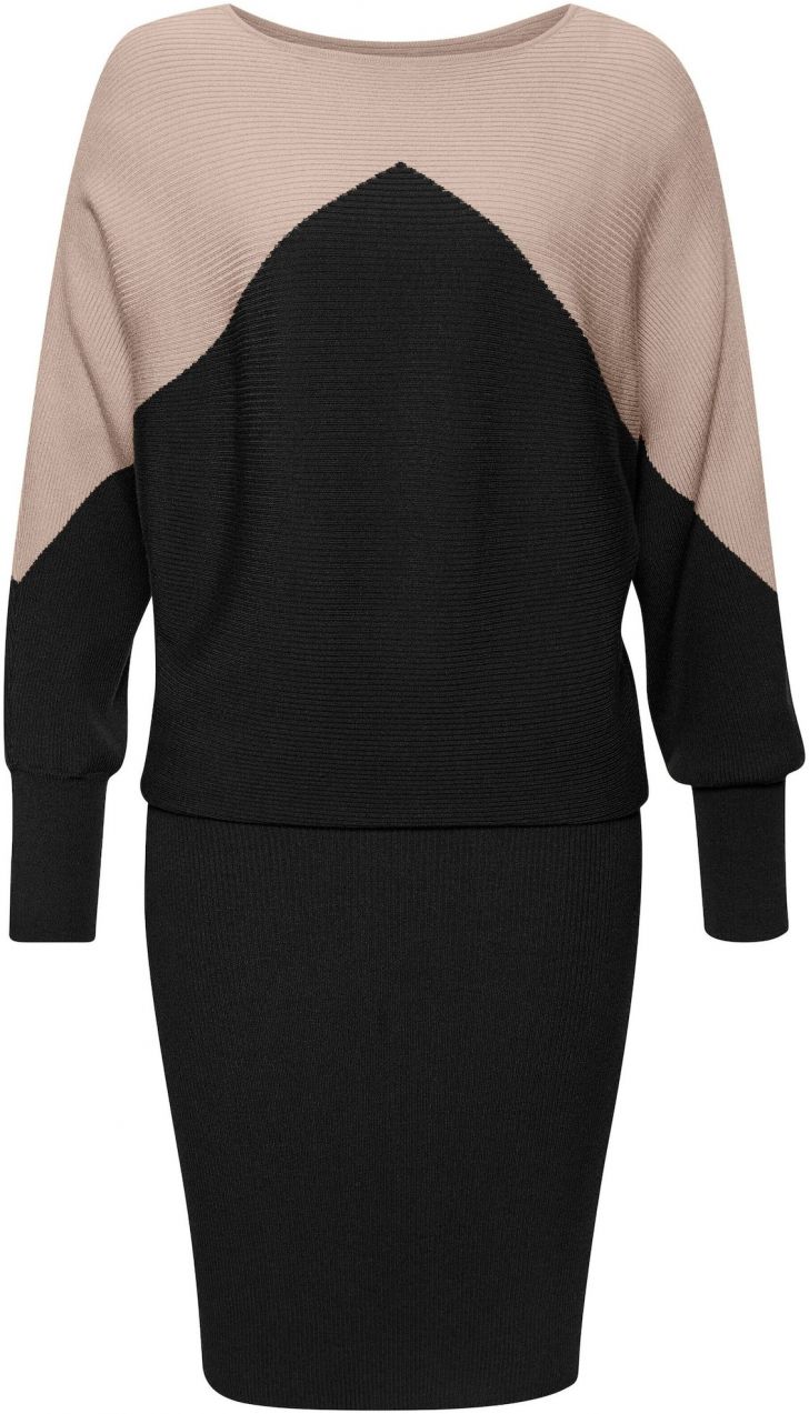 LASCANA Pletené šaty  piesková / čierna
