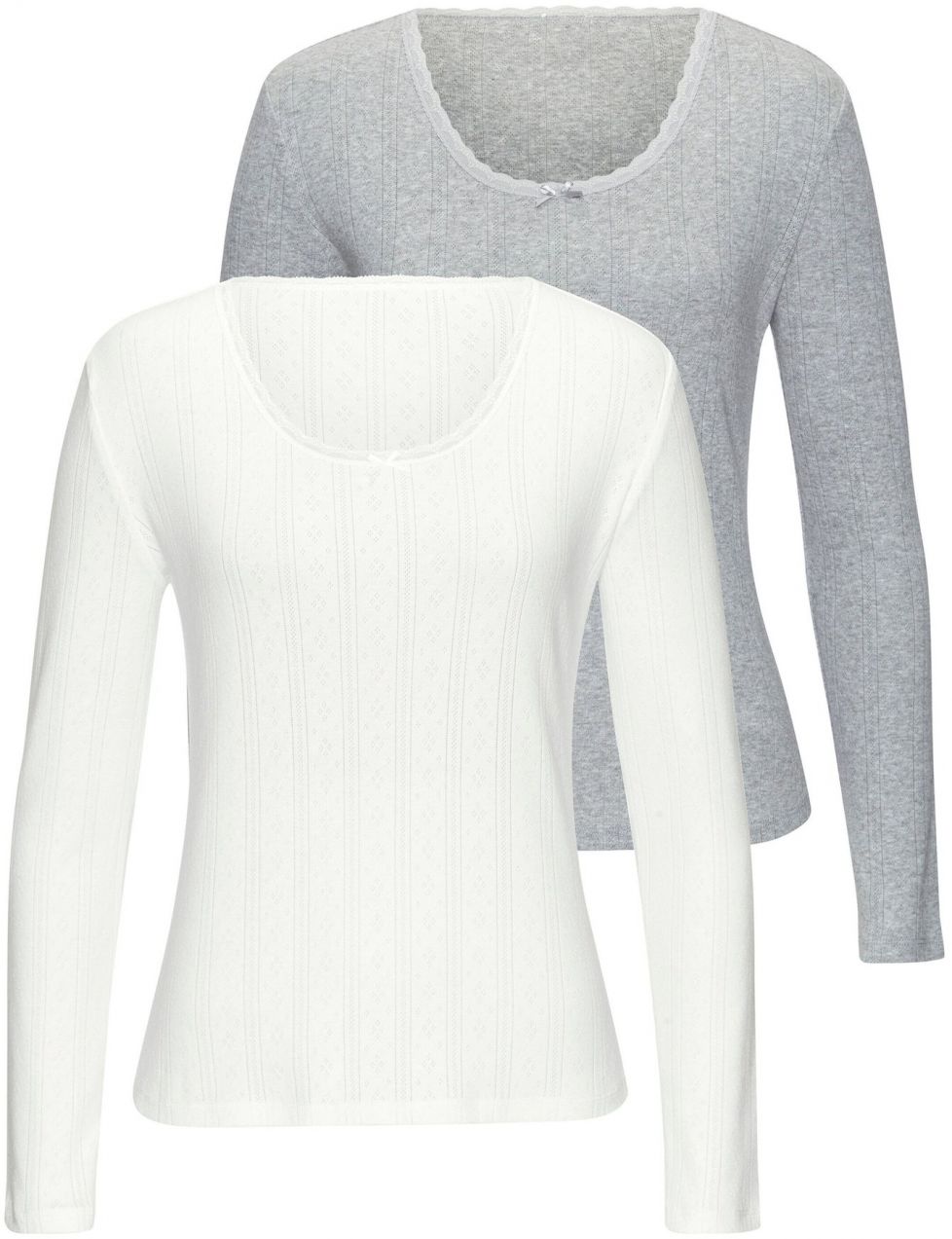 VIVANCE Tričko  sivá melírovaná / biela