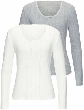 VIVANCE Tričko  sivá melírovaná / biela