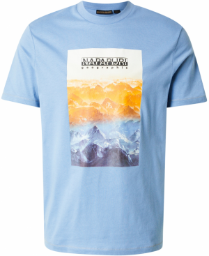 NAPAPIJRI Tričko 'S-ROLLIN'  námornícka modrá / svetlomodrá / oranžová / biela