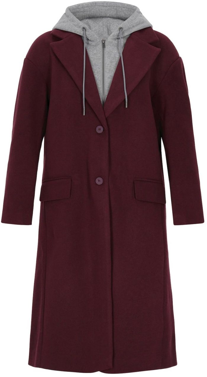 myMo ROCKS Prechodný kabát  sivá melírovaná / burgundská