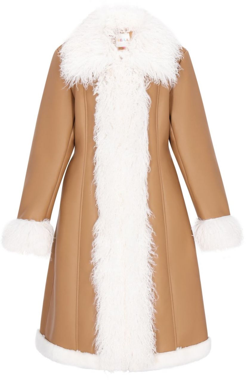IZIA Zimný kabát 'Fashion Look'  farba ťavej srsti / biela