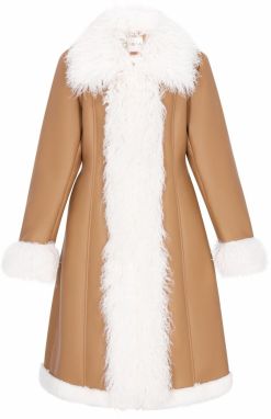 IZIA Zimný kabát 'Fashion Look'  farba ťavej srsti / biela