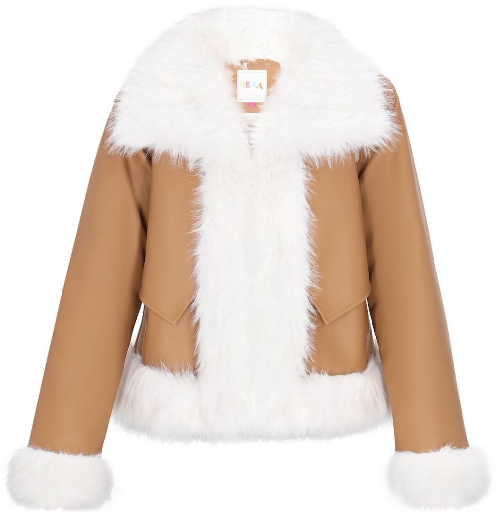 IZIA Zimná bunda 'Fashion Look'  karamelová / biela
