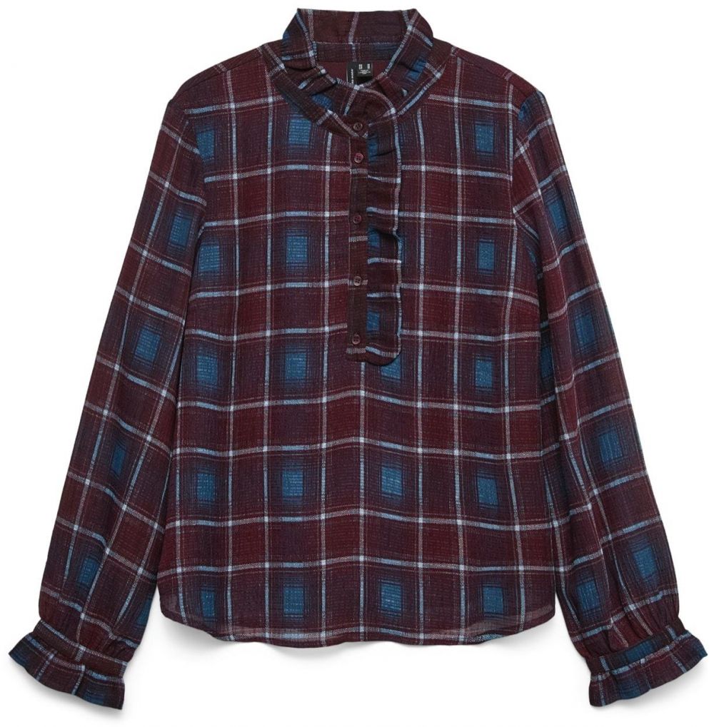 VERO MODA Blúzka 'VMEMILIE'  modrá / vínovo červená