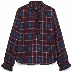 VERO MODA Blúzka 'VMEMILIE'  modrá / vínovo červená