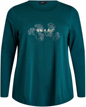 Zizzi Tričko 'Dana'  petrolejová / biela